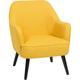 Modern Living Room Armchair Upholstered Wooden Legs Yellow Loken - Black