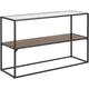 Modern Console Table Glass Tabletop Metal Frame Storage Shelf Dark Wood Taos - Dark Wood