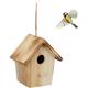 Relaxdays - Decorative Birdhouse, Wood, Hanging Bird Box, 16 x 15 x 11 cm, Nest, Garden, Patio & Balcony Ornament, Natural