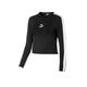 Puma Womens Classics Long Sleeve Cropped Top Black Tee 596708 01 Textile - Size X-Small