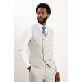 Mens Tailored Fit Grey Textured Check Waistcoat