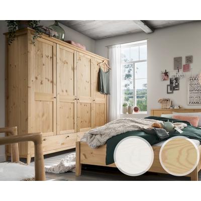 Massivholz »Solvita« Kleiderschrank 4-türig Kiefer weiß Image