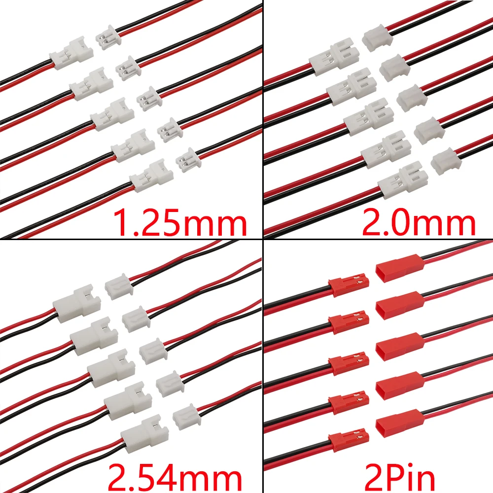 10/5/2 Paar kleine Mini JST 1,25 mm PH2.0 XH2.54 2-poliger männlicher weiblicher Stecker Klinkenstecker Kabel JST 1,25/2,0/2,54 2P elektronischer Draht Image