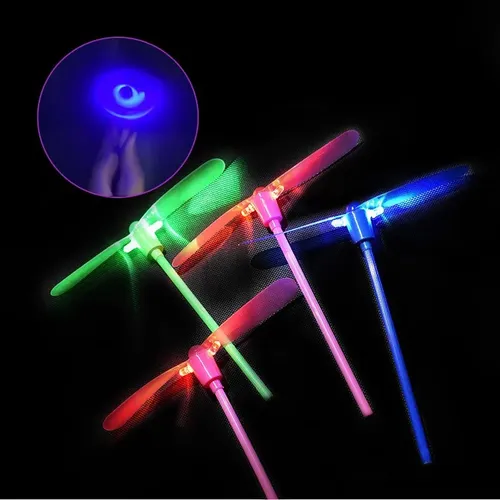 1-10Pcs Neuheit LED Blitz Fliegende Libelle Spielzeug Kunststoff Bambus Libelle Hand Flash Fliegen