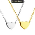 LUXUSTEEL Simple Small Tiny Moon Star Heart Pendant Necklace For Women Girls Kids Stainless Steel