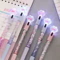 Kawaii Cat Claw Glowing Gel Pen Quicksand LED Light Pen Creative Stationery Student Signature Pens