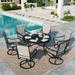 MF Studio 7-Piece Outdoor Dining Set with Swivel Textilene Chairs for 6-Person Black & Gray