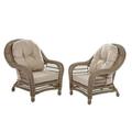 Saturn Wicker Outdoor Lounge Chair Set with Beige Cushion - 2 Piece