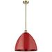 Plymouth Dome 16" Wide Antique Brass Stem Hung Pendant w/ Red Shade