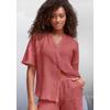 Pyjamaoberteil S.OLIVER, Damen, Gr. 40, rot (rostrot), Obermaterial: 100% Baumwolle, unifarben, casual, bequem hüftlang, V-Ausschnitt, Kurzarm weit leicht ausgefranste Kante, Shirts, aus gewebtem Musselinstoff