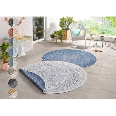Teppich HANSE HOME "Porto Wendeteppich", blau, H:5mm Ø:100cm, Kunstfaser, Teppiche, In-& Outdoor, Wetterfest, Balkon, Garten, Wohnzimmer, Wasserfest Image