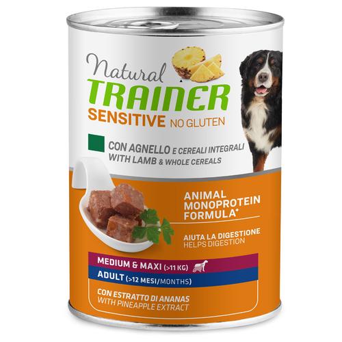 6 x 400 g Natural Trainer Sensitive No Gluten Adult Lamm & Vollkorngetreide Nassfutter Hund