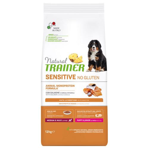 12 kg Natural Trainer Sensitive No Gluten Puppy&Jun Med/Max Salmon Hundefutter trocken