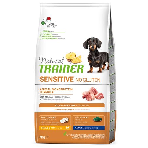 Sparpaket: 2x7kg Natural Trainer Sensitive No Gluten Small & Toy Schwein Hundefutter trocken