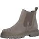 MARCO TOZZI Damen Chelsea Boots aus Leder Blockabsatz, Braun (Taupe Nubuck), 37