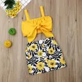 Ensemble de Vêtements pour Petite Fille Tenue de Soleil Jaune avec Jupe à lèvent et Nministériels d