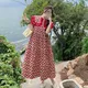 Robe florale à volants pour femmes enceintes vêtements de vacances grand col claudine patchwork à