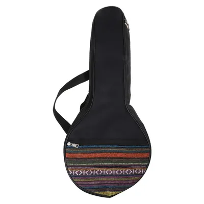 25in 4-Strings Banjo Bag Ethnic Style Ukulele Tote for Case Cotton Backpack Musical Instrument