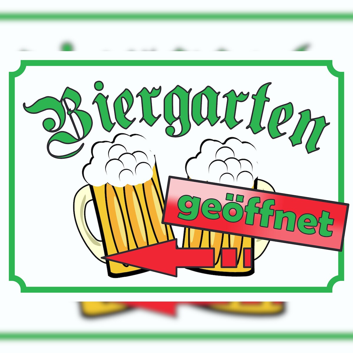 Biergarten geöffnet Schild Pfeil links A0 Rückseite selbstklebend Image