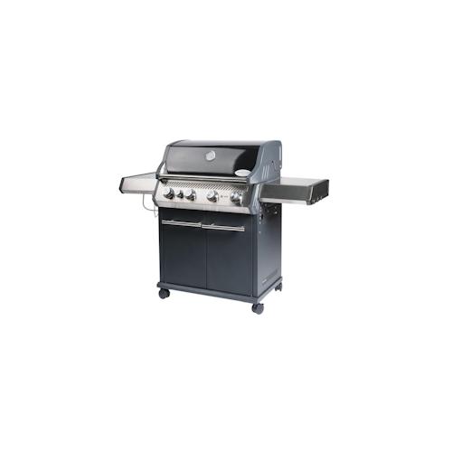 SANTOS Gasgrill S-401 mit 4 Hauptbrenner & Seitenkocher | inkl. Rostheber | Edelstahl | Schearz