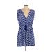 Jones New York Sport Casual Dress - Mini V Neck Sleeveless: Blue Dresses - Women's Size Large