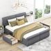 Modern Design Linen Upholstery Platform Bed with Two Storage Drawers