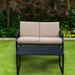 2-Piece Outdoor Cushioned Chair Sofa Set Metal Frame Loveseat & Table for Patio, Deck, Backyard, Garden