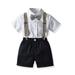 Efsteb Baby Boy Outfits Kids Toddler Infant Baby Boys Clothes Sets Short Sleeve Casual Lapel Gentleman Formal Shirts and Sling Suspender Shorts Set Black 2-3 Years