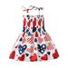 HAPIMO Girls s Knee Length Dress Stripe Star Print Relaxed Comfy Holiday Princess Dress Lovely Sleeveless Square Neck Cute Independece Day Elastic Pleated F 2-3 Years