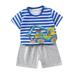 Efsteb Baby Boy Outfits Newborn Kids Toddler Infant Baby Boys Outfits Sets Short Sleeve Casual Round Neck T-shirt and Shorts Clothes Set Blue 3-4 Years