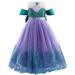 HAPIMO Girls s Party Gown Birthday Dress Sea Sequin Pearl Relaxed Comfy Mesh Swing Hem Holiday Princess Dress Lovely Cold Shoulder Sleeve Round Neck Cute Multicolor 6-7 Years