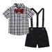 Efsteb Toddler Boy Clothes Sets Fashion Cute Kids Toddler Infant Baby Boys Clothing Sets Short Sleeve Casual Lapel Gentleman Formal Shirts and Sling Suspender Shorts Set Black 3 Years