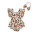 Baby Girl Halloween Outfit Pumpkin Ruffle Sleeveless Romper Onesie Headband Set Cute Infant Halloween Clothes