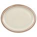 Libbey DSD-13 11 1/2" x 9 1/8" Oval Desert Sand Platter - Speckled, (2) Brown Bands, White