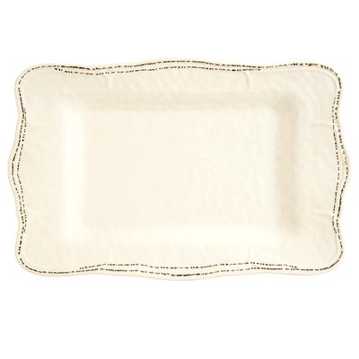 Libbey FH-580MEL 17" x 11" Rectangular Farmhouse Tray - Melamine, Cream White, Ivory/American White