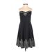 White House Black Market Casual Dress - A-Line: Black Damask Dresses - Women's Size 2