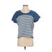 Madewell Short Sleeve T-Shirt: Blue Color Block Tops - Women's Size 2X-Small