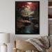 Millwood Pines Zen Asian Garden w/ Steam I Framed On Canvas Print Metal in Black/Green/Red | 40 H x 30 W x 1.5 D in | Wayfair