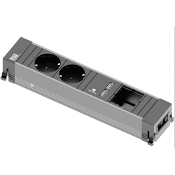 BACHMANN CONFERENCE TOP FRAME Medium Einsatz, 2x Schutzkontakt, 2x USB Charger, 1x ABD Image