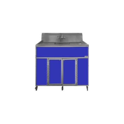 Monsam PSE-2001LA-BLUE Blue Single Deep Basin Portable Commercial Sink with 2 Drainboards