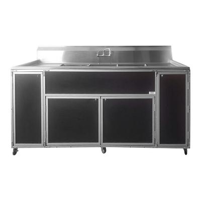 Monsam PSE-2003LA-BLACK Black Three Deep Basin Portable Commercial Sink with 2 Drainboards