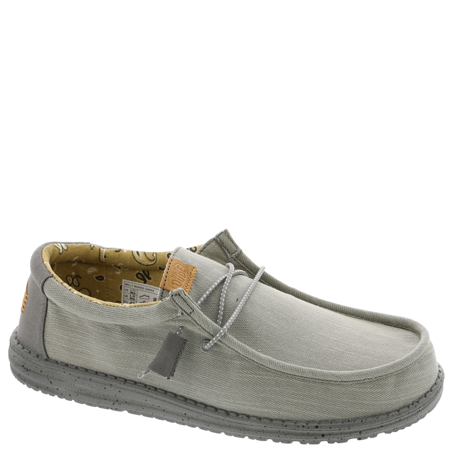 Hey Dude Wally Washed Canvas - Mens 7 Grey Oxford Medium