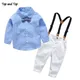 Top und Top Jungen Gentleman Kleidung Sets Herbst Kinder Formale Anzüge Langarm Shirt + Hosenträger