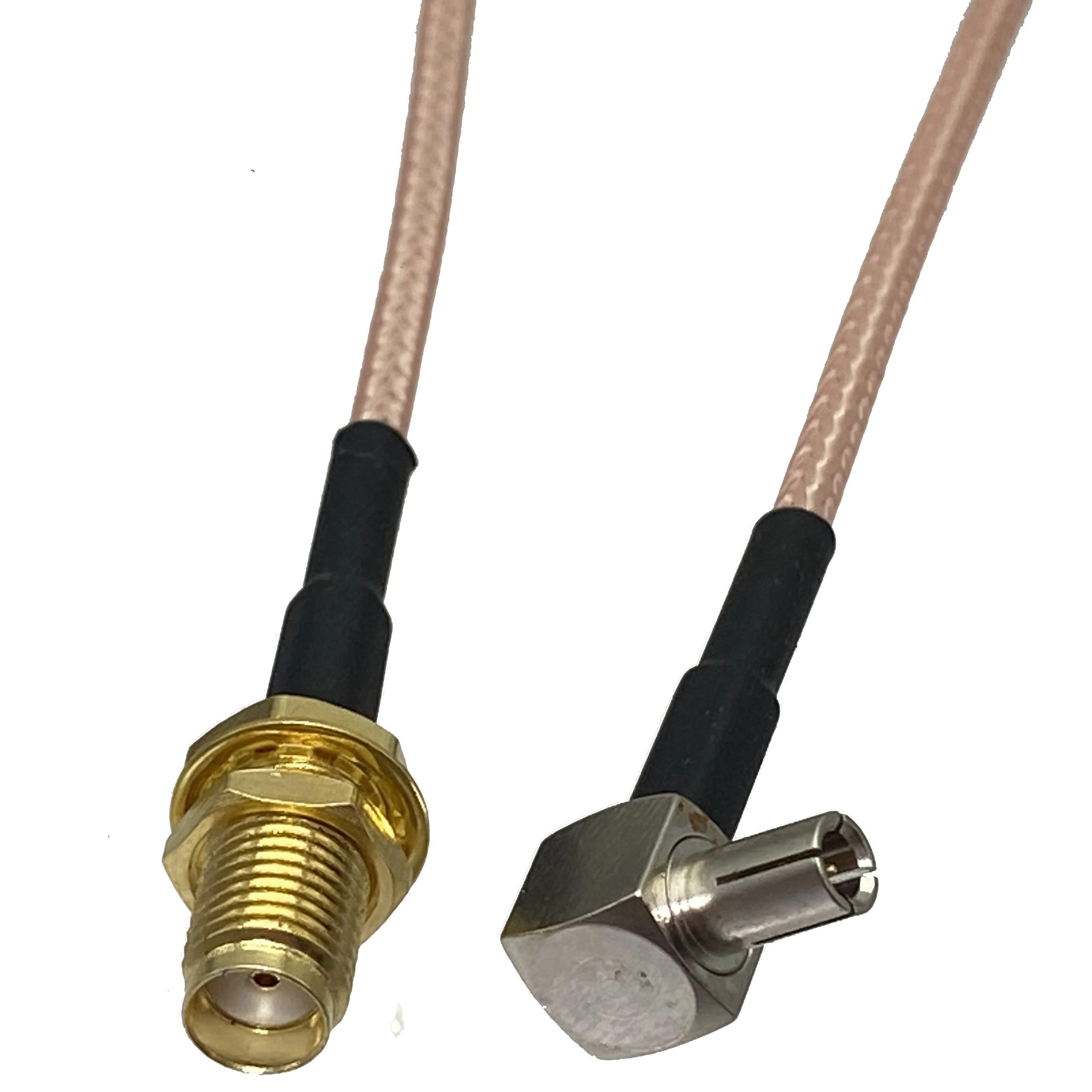 RG316-Kabel, SMA-Buchse, Buklhead-Buchse auf TS9-Stecker, rechtwinkliger Crimp-Stecker, RF-Koaxial-Pigtail-Überbrückungsdraht, 4 Zoll ~ 10 Fuß Image