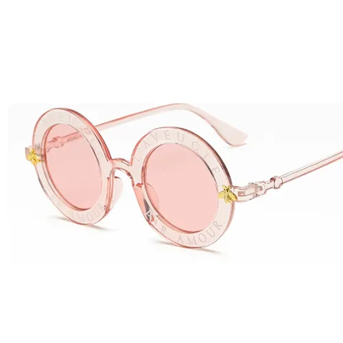 Mode Unisex Runde Retro Sonnenbrille Frau Vintage Gläser Kreis Klassische Bee Brief Sonnenbrille