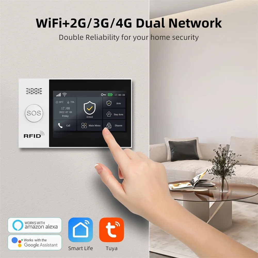 Tuya SmartLife APP Home Alarm 2G Wifi GSM Home Security System Rauchmelder Einbrecher Alarm Mit Motion Sensor Image
