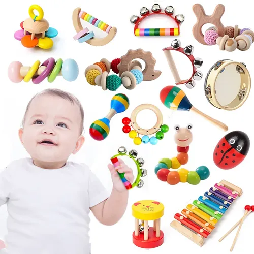 Baby Montessori Spielzeug Aus Holz Rassel 0 12 Monate Lernen Pädagogisches Spiele Spielzeug Für