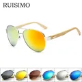 RUISIMO Bambus pilot Sonnenbrille Männer Holz metall Frauen pilot Marke Designer Spiegel Original