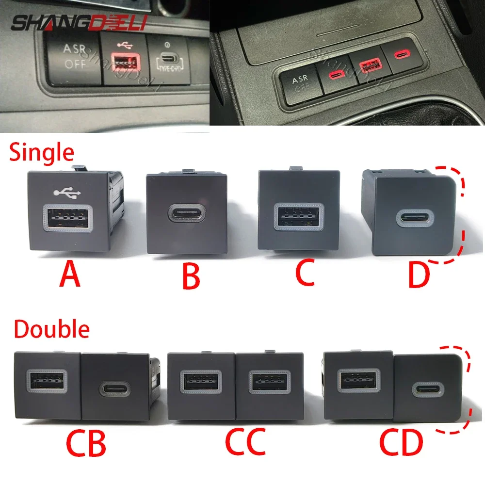 Für VW Golf 6 MK6 Jetta 5 MK5 Scirocco 2006-2012 Auto USB Ladegerät PD Schnell Ladung QC 3,0 auto Telefon Lade Adapter Taste Image
