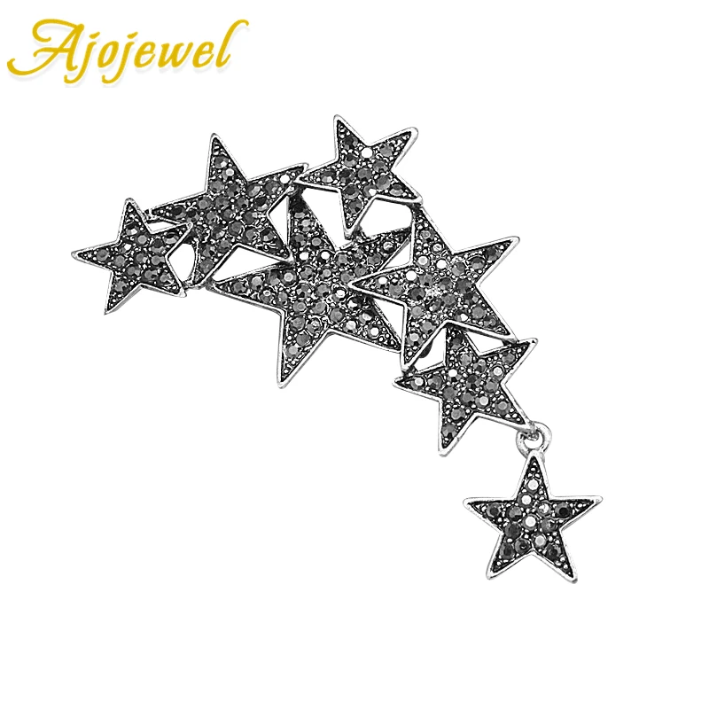 Ajojewel Silber-farbe Stern Vintage Broschen Pins Für Frauen Bling Pin Brosche Strass Schmuck Für Party Geschenk Für Freunde Image